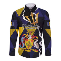 Personalized Barbados Emancipation Day Long Sleeve Button Shirt Luxury Gold Trident - Wonder Print Shop