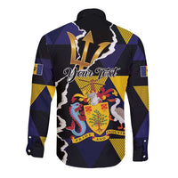 Personalized Barbados Emancipation Day Long Sleeve Button Shirt Luxury Gold Trident - Wonder Print Shop