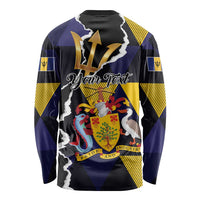 Personalized Barbados Emancipation Day Long Sleeve Shirt Luxury Gold Trident - Wonder Print Shop