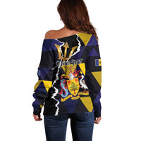 Personalized Barbados Emancipation Day Off Shoulder Sweater Luxury Gold Trident - Wonder Print Shop