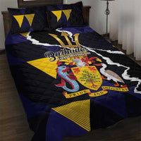 Barbados Emancipation Day Quilt Bed Set Luxury Gold Trident - Wonder Print Shop