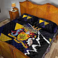 Barbados Emancipation Day Quilt Bed Set Luxury Gold Trident - Wonder Print Shop