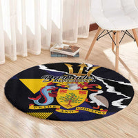 Barbados Emancipation Day Round Carpet Luxury Gold Trident - Wonder Print Shop