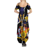 Personalized Barbados Emancipation Day Summer Maxi Dress Luxury Gold Trident - Wonder Print Shop