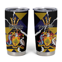 Personalized Barbados Emancipation Day Tumbler Cup Luxury Gold Trident - Wonder Print Shop