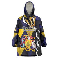 Personalized Barbados Emancipation Day Wearable Blanket Hoodie Luxury Gold Trident - Wonder Print Shop