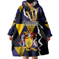 Personalized Barbados Emancipation Day Wearable Blanket Hoodie Luxury Gold Trident - Wonder Print Shop