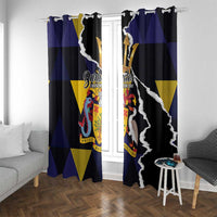 Barbados Emancipation Day Window Curtain Luxury Gold Trident - Wonder Print Shop
