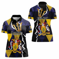 Personalized Barbados Emancipation Day Women Polo Shirt Luxury Gold Trident - Wonder Print Shop