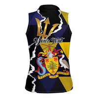 Personalized Barbados Emancipation Day Women Sleeveless Polo Shirt Luxury Gold Trident - Wonder Print Shop