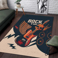 Rock and Roll Skull Guitar Area Rug Welsh Dragon - Wonder Print Shop