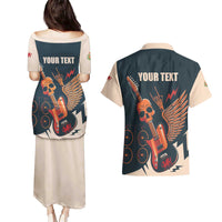 Rock and Roll Skull Guitar Couples Matching Puletasi and Hawaiian Shirt Welsh Dragon - Wonder Print Shop
