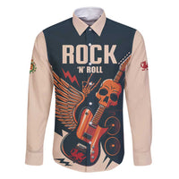 Rock and Roll Skull Guitar Family Matching Long Sleeve Bodycon Dress and Hawaiian Shirt Welsh Dragon - Wonder Print Shop