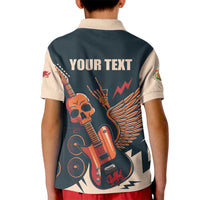 Rock and Roll Skull Guitar Kid Polo Shirt Welsh Dragon - Wonder Print Shop
