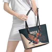 Rock and Roll Skull Guitar Leather Tote Bag Welsh Dragon - Wonder Print Shop