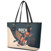 Rock and Roll Skull Guitar Leather Tote Bag Welsh Dragon - Wonder Print Shop