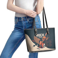 Rock and Roll Skull Guitar Leather Tote Bag Welsh Dragon - Wonder Print Shop