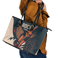 Rock and Roll Skull Guitar Leather Tote Bag Welsh Dragon - Wonder Print Shop