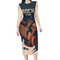 Rock and Roll Skull Guitar Long Sleeve Bodycon Dress Welsh Dragon - Wonder Print Shop