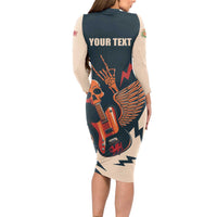 Rock and Roll Skull Guitar Long Sleeve Bodycon Dress Welsh Dragon - Wonder Print Shop
