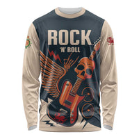 Rock and Roll Skull Guitar Long Sleeve Shirt Welsh Dragon - Wonder Print Shop