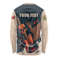 Rock and Roll Skull Guitar Long Sleeve Shirt Welsh Dragon - Wonder Print Shop