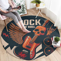 Rock and Roll Skull Guitar Round Carpet Welsh Dragon