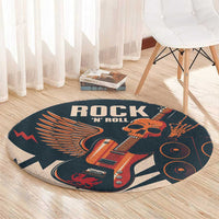 Rock and Roll Skull Guitar Round Carpet Welsh Dragon