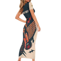 Rock and Roll Skull Guitar Short Sleeve Bodycon Dress Welsh Dragon - Wonder Print Shop