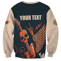 Rock and Roll Skull Guitar Sweatshirt Welsh Dragon - Wonder Print Shop