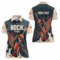 Rock and Roll Skull Guitar Women Polo Shirt Welsh Dragon - Wonder Print Shop