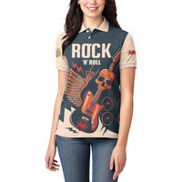 Rock and Roll Skull Guitar Women Polo Shirt Welsh Dragon - Wonder Print Shop