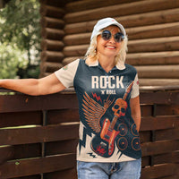 Rock and Roll Skull Guitar Women Polo Shirt Welsh Dragon - Wonder Print Shop