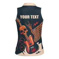 Rock and Roll Skull Guitar Women Sleeveless Polo Shirt Welsh Dragon - Wonder Print Shop