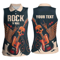 Rock and Roll Skull Guitar Women Sleeveless Polo Shirt Welsh Dragon - Wonder Print Shop