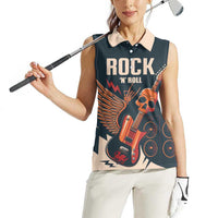 Rock and Roll Skull Guitar Women Sleeveless Polo Shirt Welsh Dragon - Wonder Print Shop