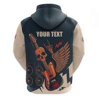 Rock and Roll Skull Guitar Zip Hoodie Welsh Dragon - Wonder Print Shop