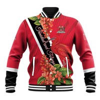 Trinidad and Tobago Baseball Jacket Scarlet Ibis With Chaconia Flower - Wonder Print Shop