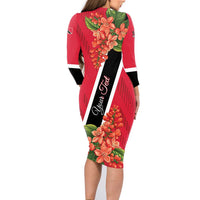 Trinidad and Tobago Family Matching Long Sleeve Bodycon Dress and Hawaiian Shirt Scarlet Ibis With Chaconia Flower - Wonder Print Shop