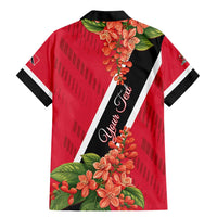 Trinidad and Tobago Family Matching Mermaid Dress and Hawaiian Shirt Scarlet Ibis With Chaconia Flower - Wonder Print Shop