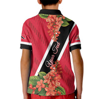 Trinidad and Tobago Kid Polo Shirt Scarlet Ibis With Chaconia Flower - Wonder Print Shop