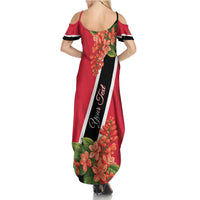 Trinidad and Tobago Summer Maxi Dress Scarlet Ibis With Chaconia Flower - Wonder Print Shop