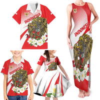 Indonesia Family Matching Tank Maxi Dress and Hawaiian Shirt Javan Hawk Eagle Melati Flower - Wonder Print Shop