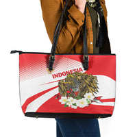 Indonesia Leather Tote Bag Javan Hawk Eagle Melati Flower - Wonder Print Shop
