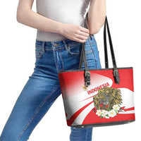 Indonesia Leather Tote Bag Javan Hawk Eagle Melati Flower - Wonder Print Shop