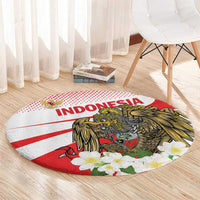 Indonesia Round Carpet Javan Hawk Eagle Melati Flower