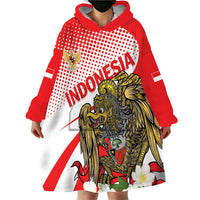 Indonesia Wearable Blanket Hoodie Javan Hawk Eagle Melati Flower - Wonder Print Shop