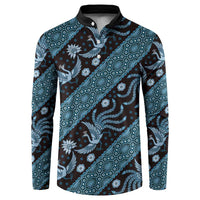 Indonesia Batik Pattern Button Sweatshirt Blue Version - Wonder Print Shop