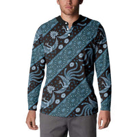 Indonesia Batik Pattern Button Sweatshirt Blue Version - Wonder Print Shop