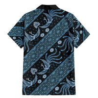 Indonesia Batik Pattern Family Matching Mermaid Dress and Hawaiian Shirt Blue Version - Wonder Print Shop